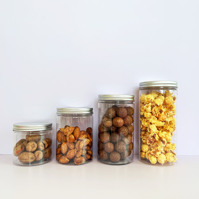 广口瓶花茶瓶饼干坚果糖果包装罐子透明罐密封罐85口径塑料食品罐