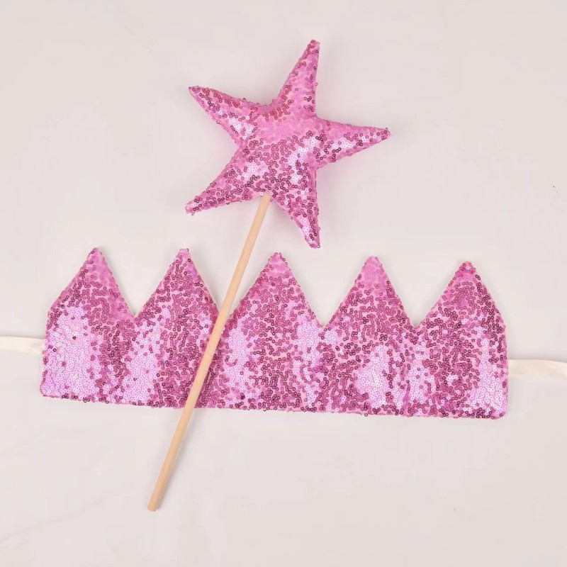 New Party Headband Birthday Crown Sequined Glitter Headband Pentagram Girl Head Buckle Decorative Hair Accessories in Stock