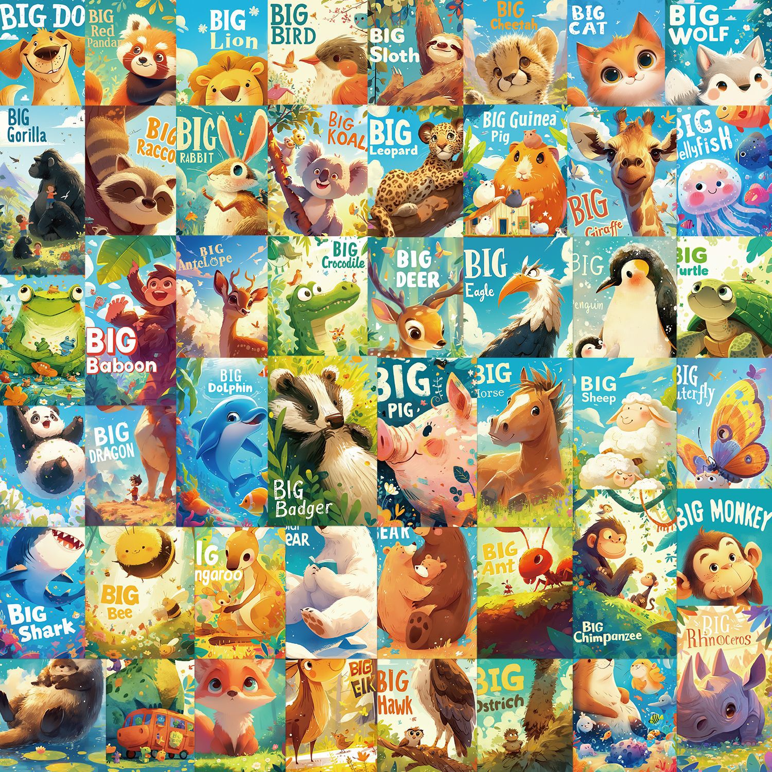 50张/套儿童书籍封面创意卡通动物贴纸装饰笔记本行李箱涂鸦贴纸