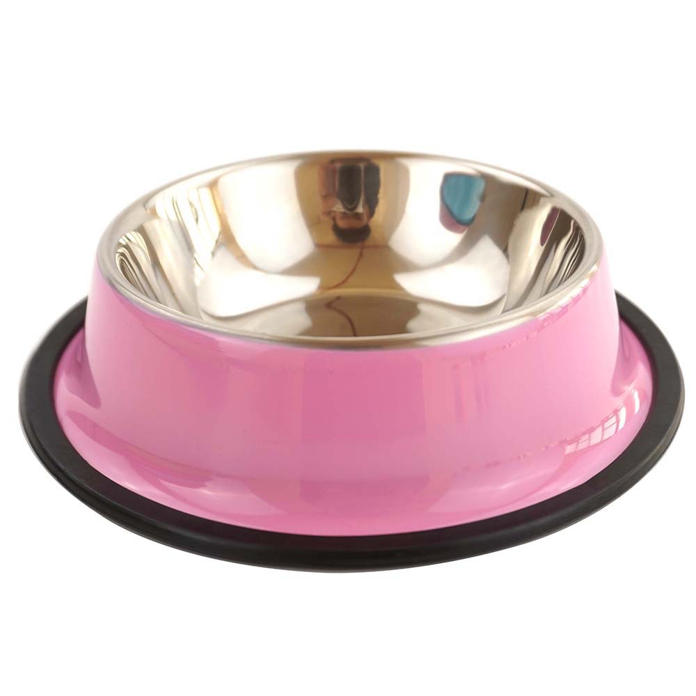 Pet Supplies Stainless Steel Dog Bowl Cat Bowl Rubber Bottom Non-Slip Anti-Knock Dog Food Bowl Cat Water Bowl Tableware Pet Bowl