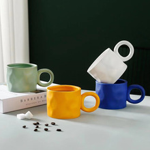 创意马卡龙高颜值马克杯家用办公室大耳朵陶瓷咖啡杯伴手礼礼品杯