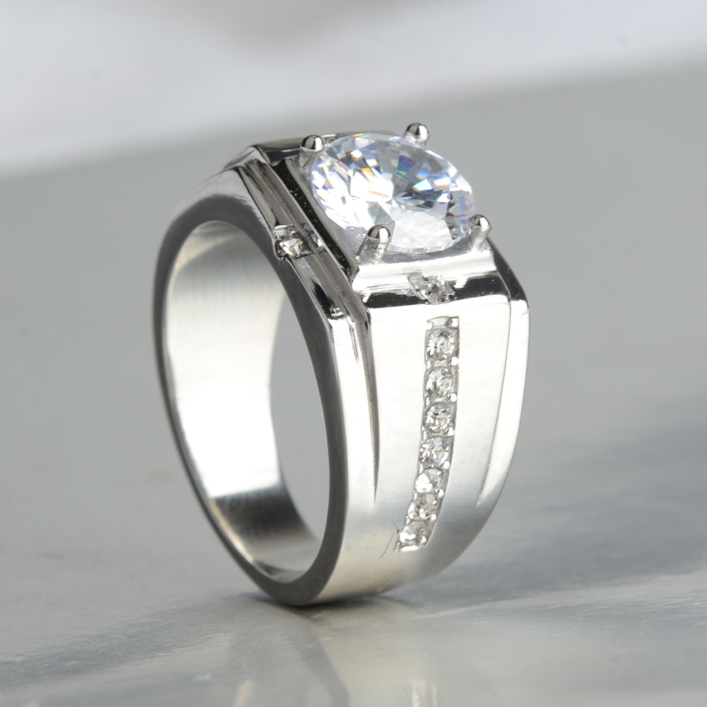 仿真男士钻戒 仿莫桑石镀黄金霸气十足结婚戒指