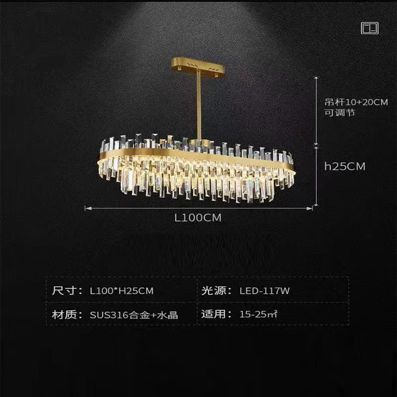 Light Luxury Crystal Chandelier Lamp in the Living Room 2023 New Modern Minimalist and Magnificent Main round Lamp Net Red Chandelier