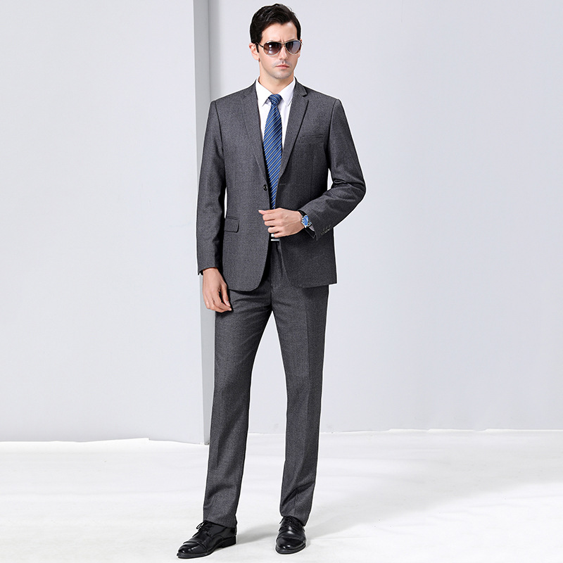 秋季中年男士西服套装爸爸职业商务正装中老年人宴会婚礼休闲西装