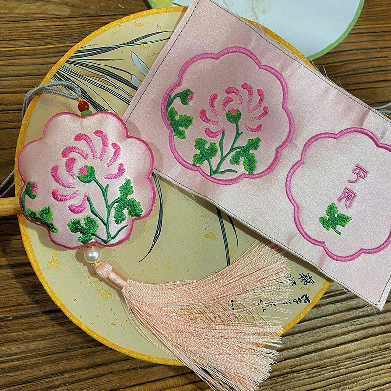 梵椿中国风绣花四君子菊花刺绣秋菊香囊荷包布料diy香包绣片-阿里巴巴