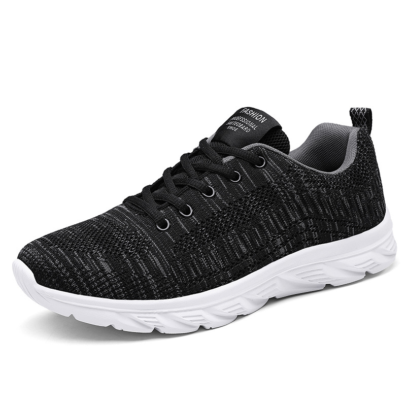 Cross-Border New Arrival Men's Shoes Extra Large Size 45-Size 46 Ultra Light Flyknit Breathable Lightweight Wish Foreign Trade Soft Bottom Running Shoes