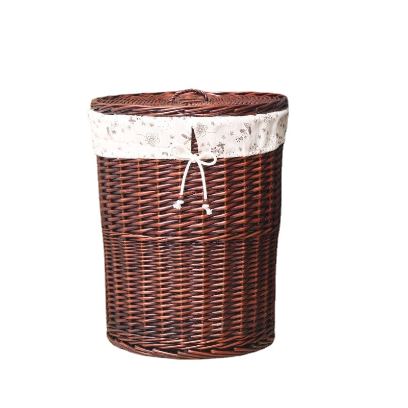 Bamboo Basket Rattan Woven Storage Basket Laundry Basket Dirty Clothes Basket Toy Clothes Bedroom Bathroom Hot Pot Restaurant with Lid Laundry Baskets Hot