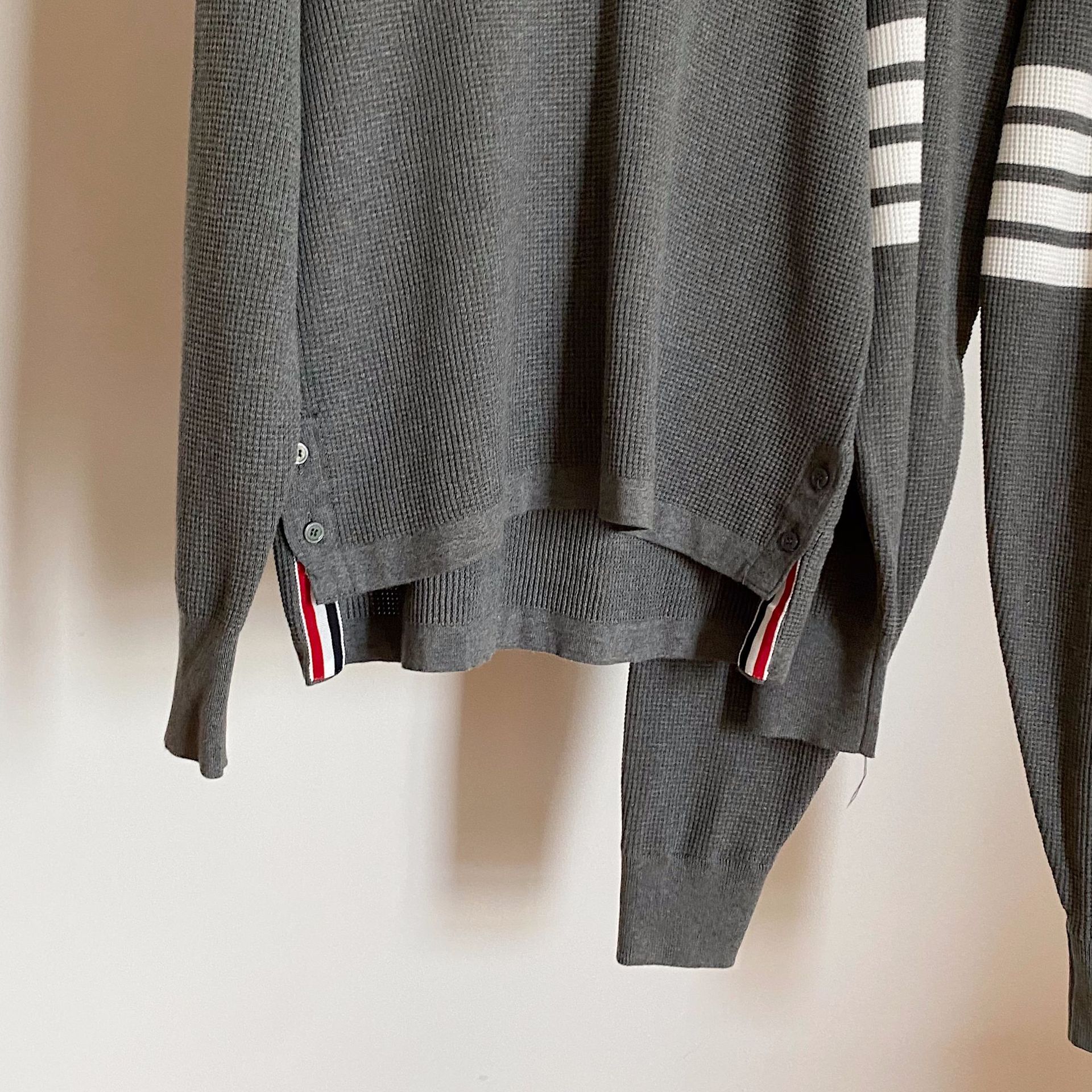 秋冬tb华夫格休闲针织羊毛运动套装女灰色半开领卫衣 卫裤两件套