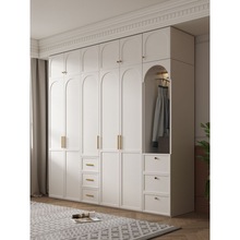 法式衣柜家用卧室用实木颗粒板小户型现代简约经济型柜子组装衣橱