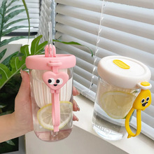 夏季韩版玻璃杯ins风果汁杯爆款冷萃咖啡杯茶水分离带吸管水杯子