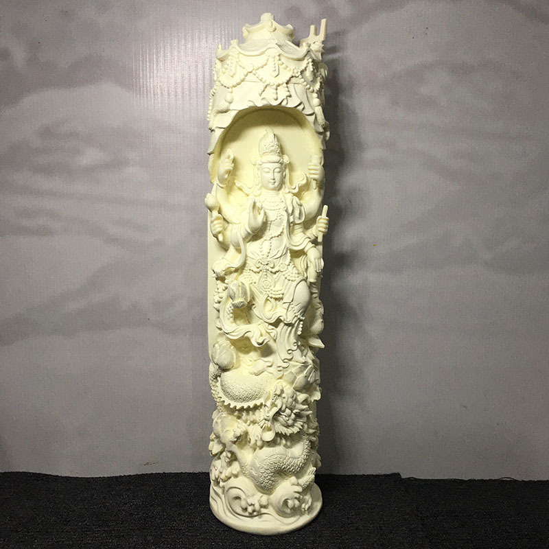 象牙果雕刻千手观音菩萨50*14*14cm菩提籽家居工艺品摆件礼盒装