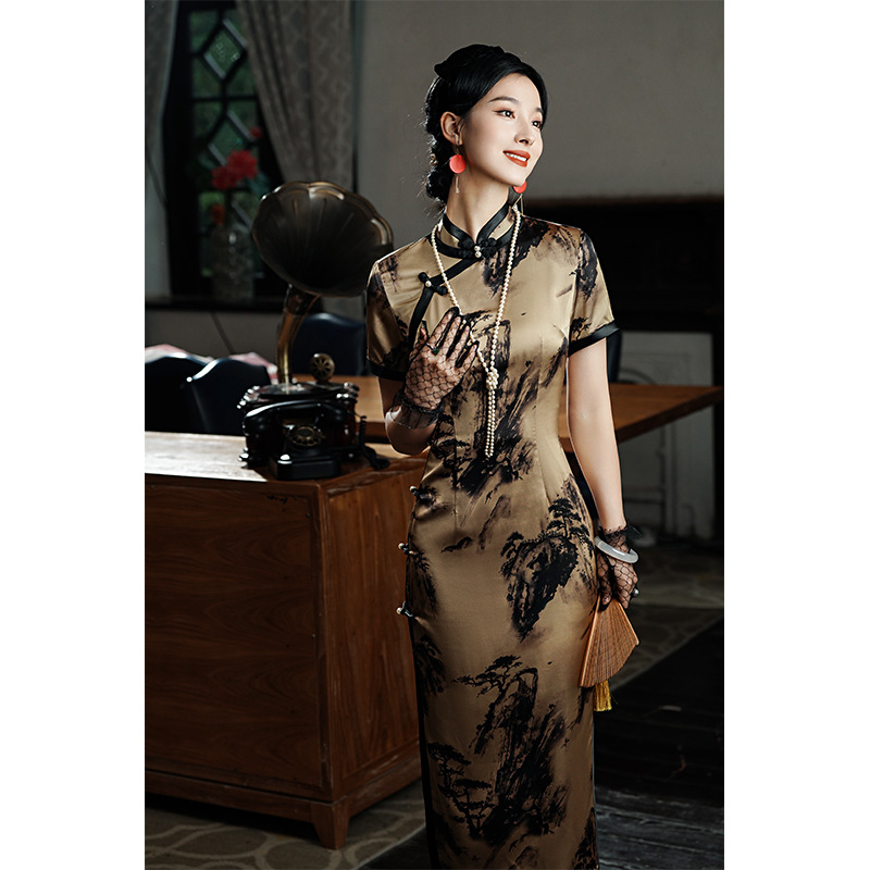 复古民国风旗袍2023年新款气质高端老上海日常高贵连衣裙高级感夏