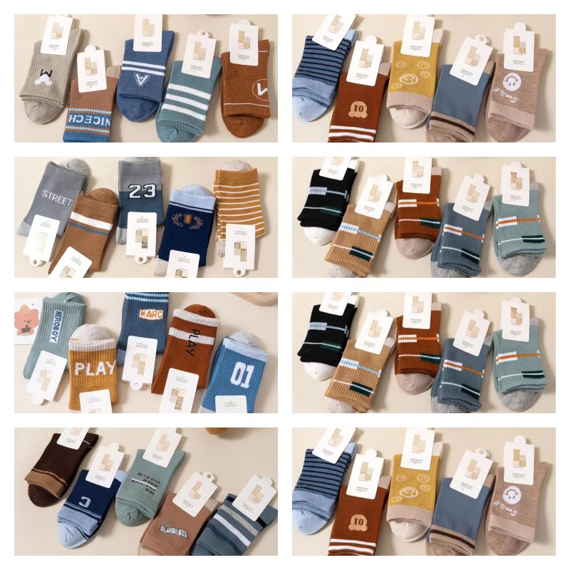 Taste Baby Autumn and Winter New Men and Women Students' Socks Thick Cotton Socks Letter Stripes Cartoon Full Free Shipping Socks Wholesale