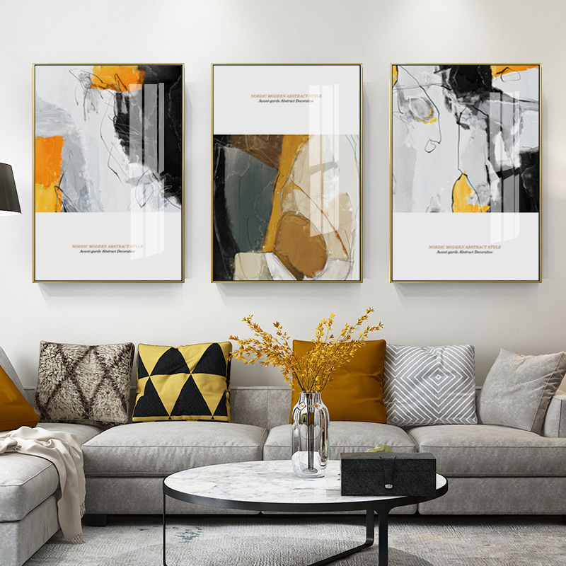 客厅装饰画现代简约沙发背景墙北欧风格餐厅抽象挂画三联墙面壁画