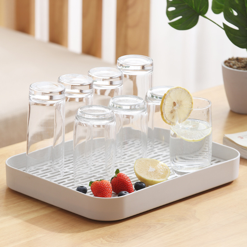 Creative Water Filter Tray Household Double Deck Draining Plate Tray Draining Tea Tray Kitchen Dish Rack Water Cup Tableware Storage