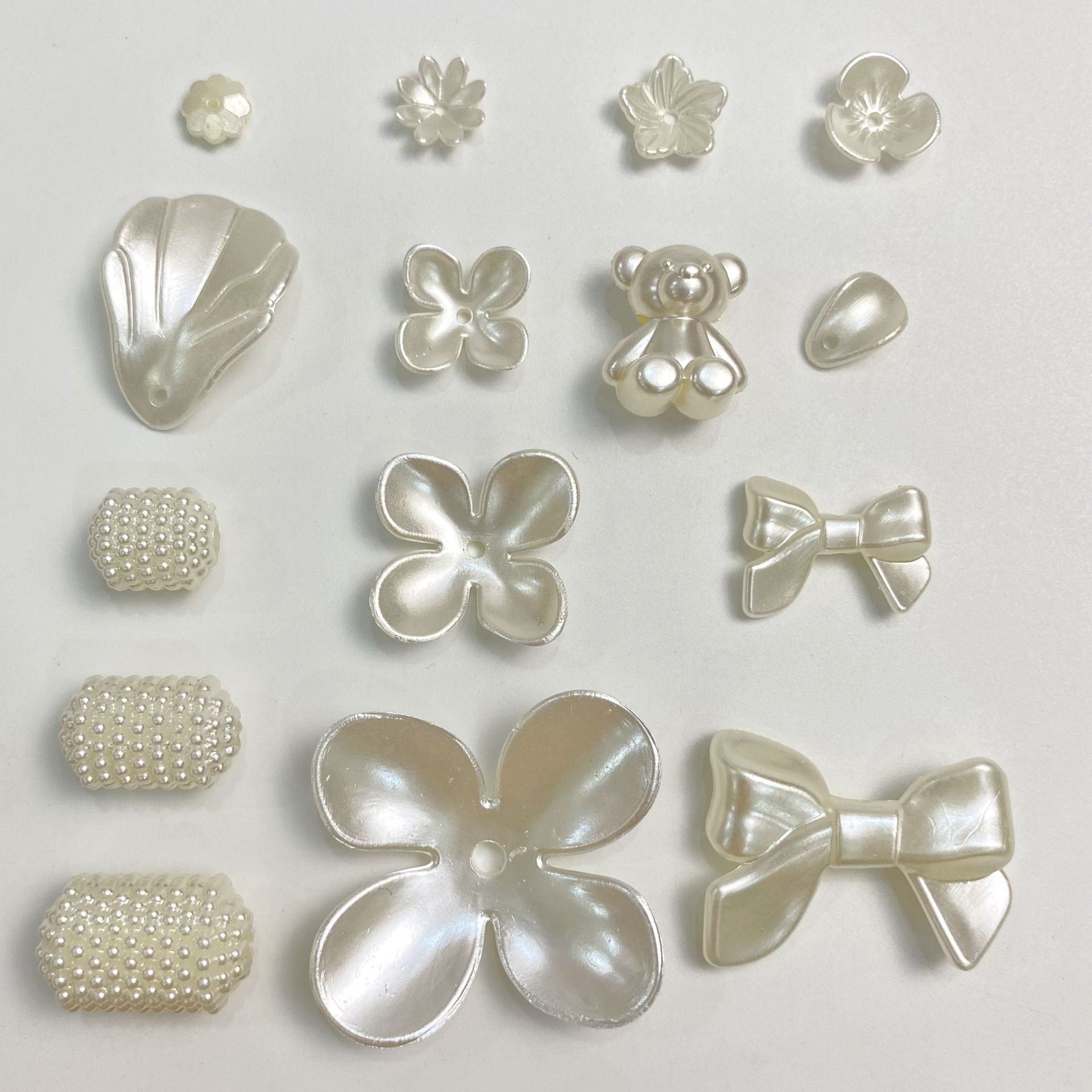 ABS Imitation Pearl DIY Handmade Beaded Material Cream Glue Phone Case Ornament Accessories Receptacle Flower Bow Tie