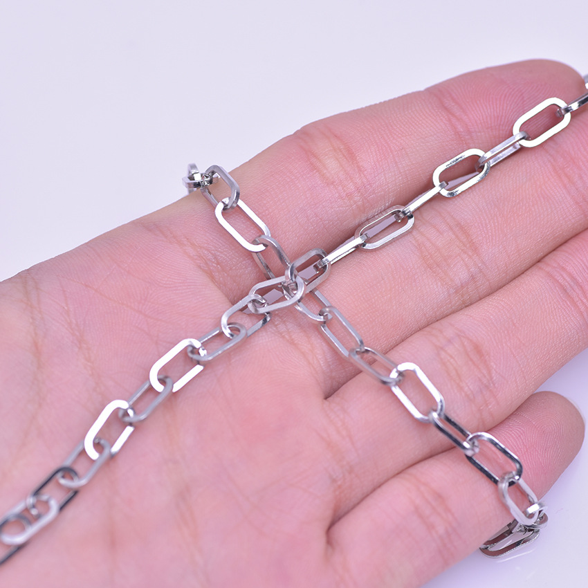 s047不锈钢1米长链条 椭圆形嘻哈索链钢色链子项链手链饰品配件