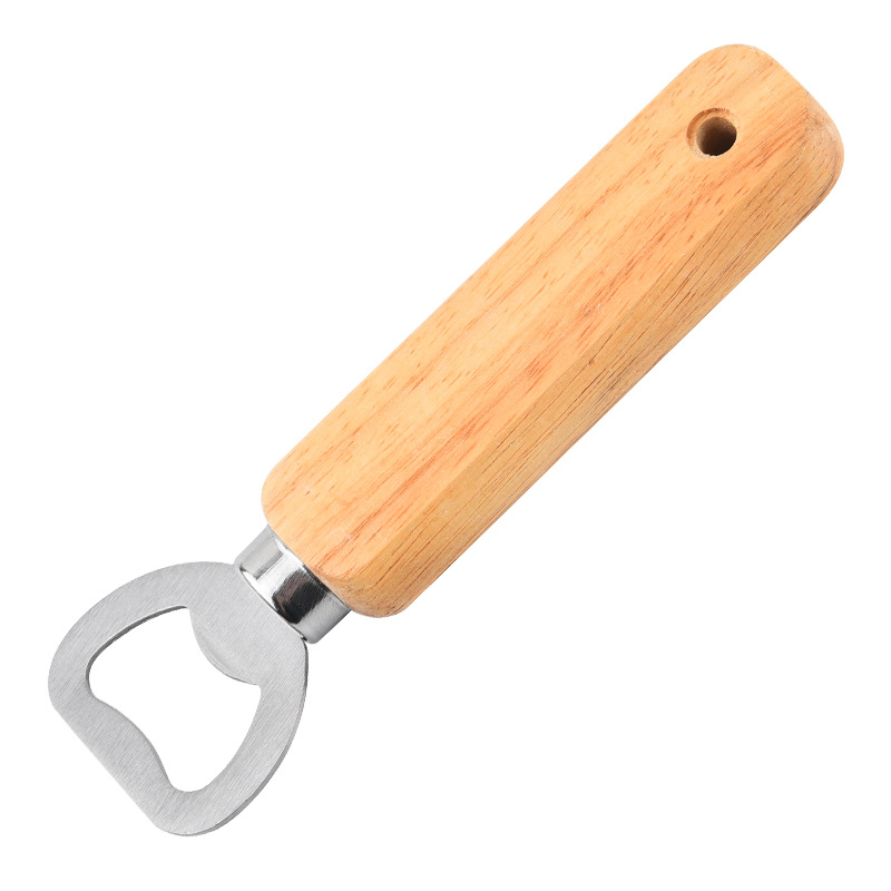 Wooden Handle Beer Bottle Opener Stainless Steel Bottle Opener Beer Bottle Screwdriver Simple Wooden Bottle Opener Log Gift