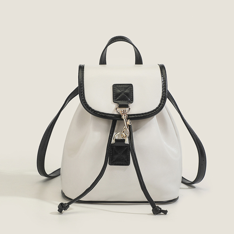 backpack female 2023 korean ins niche design contrast color commuter women‘s bag casual fashion flip small backpack