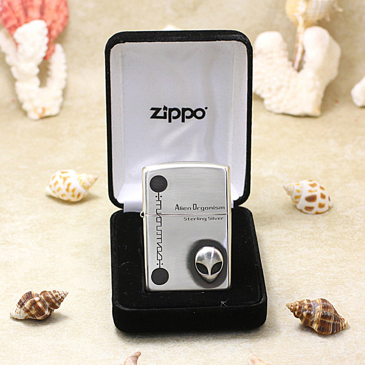 zippo打火机15号纯银贴章外星人带限量号