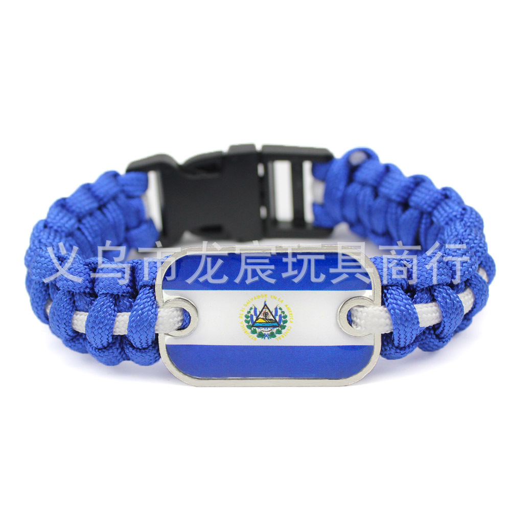 Supply Jamaica Flag Bracelet World Cup National Flag Parachute Cord Woven Bracelet Outdoor Life-Saving Bracelet