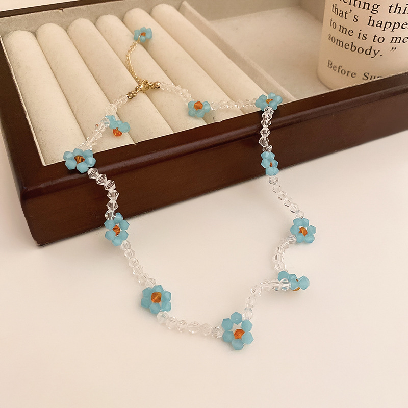 Colorful Flower Pearl Heart Beaded Necklace Sweet Fresh Clavicle Chain 2023 New Necklace Women Wholesale