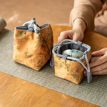 云纱棉麻中式禅意主人杯茶壶茶具收纳布袋 便携布包加厚单杯袋