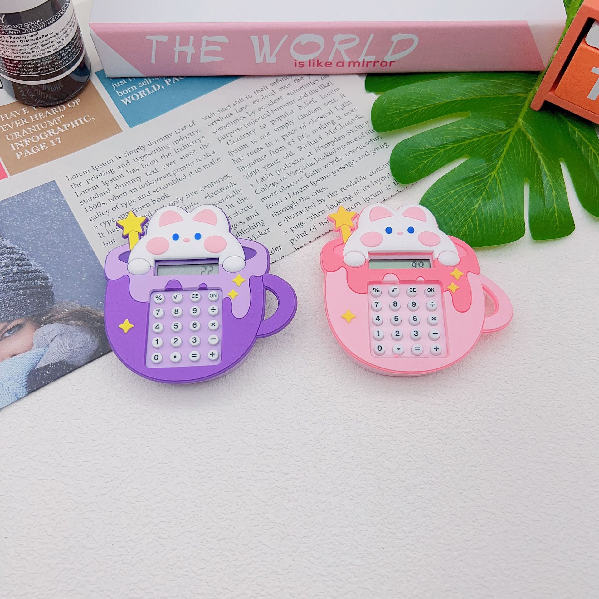 Cute Tea Cup Rabbit Calculator Keychain Wholesale Maze Game Creative Pendant Car Key Chain Accessories