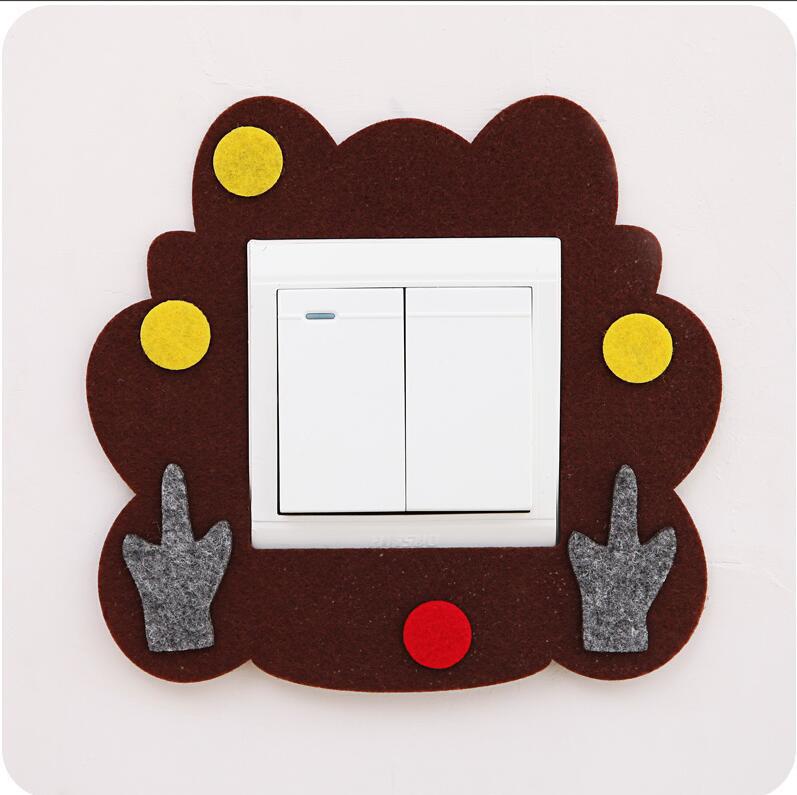 毛毡镂空开关贴 可爱卡通墙贴 不伤墙免粘开关保护套 家居装饰贴