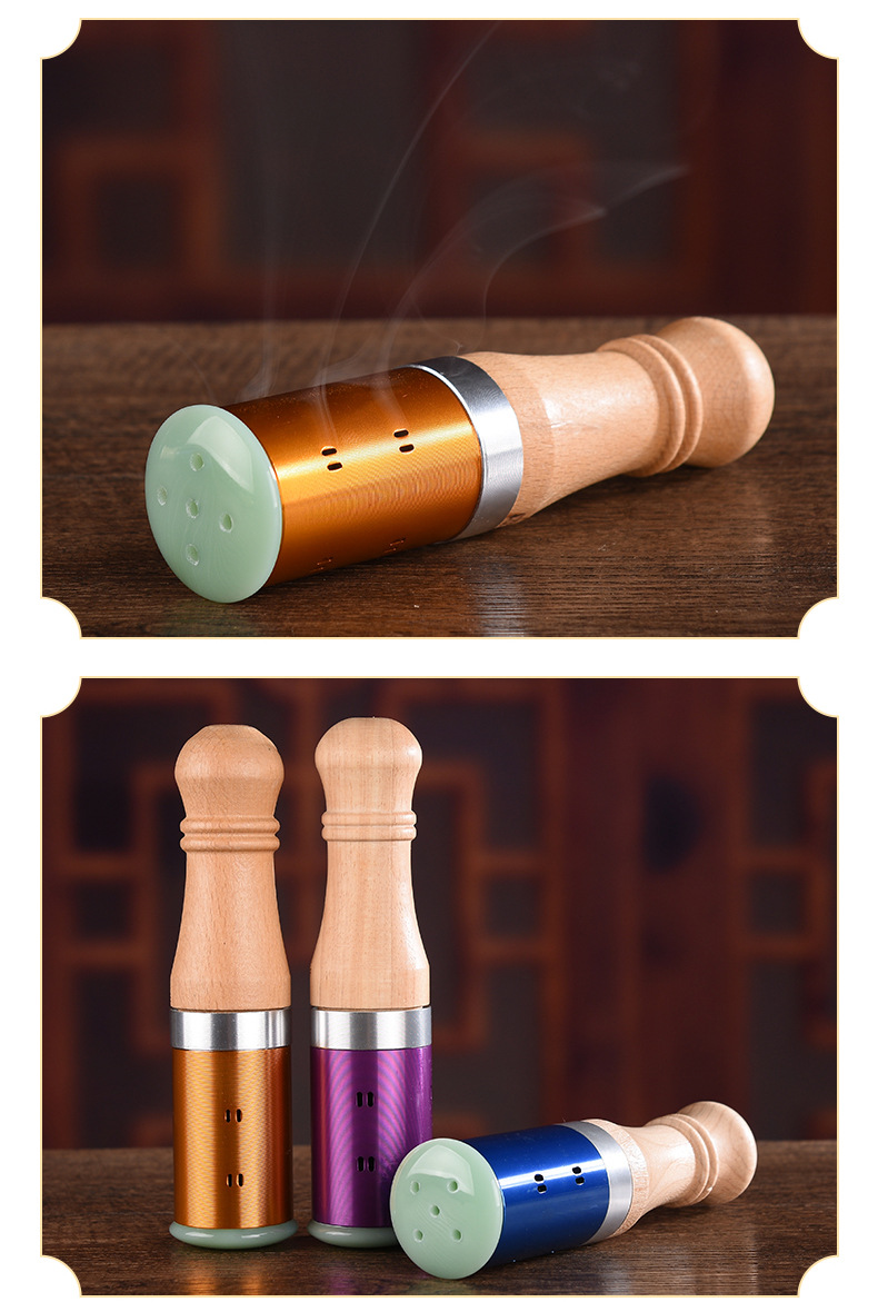 玉石艾灸棒家用手握滚动式随身灸美容院面部温灸棒熏灸具一件代发