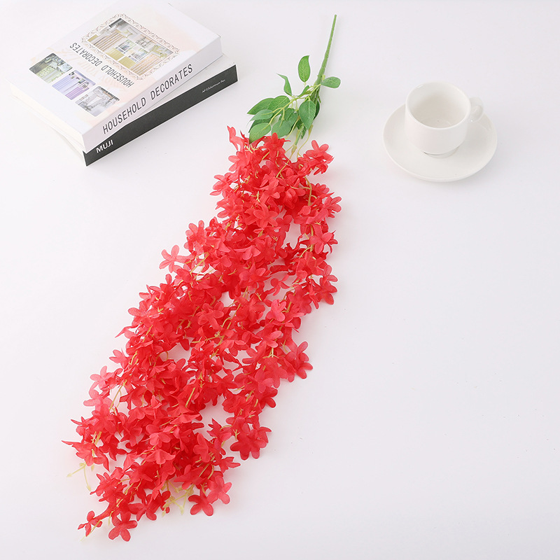 Cross-Border Artificial Flower Wisteria Flower Lilac Wall Hanging Tofu Pudding Ceiling Wedding Celebration Decoration Photography Props Silk Flower Fake Flower Wholesale