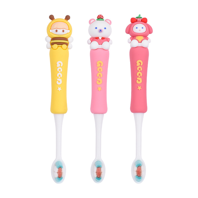Cartoon Soft-Bristle Toothbrush Children's Cute Bear Toothbrush Soft Hair Does Not Hurt Gum Toothbrush Baby Silicone Toothbrush