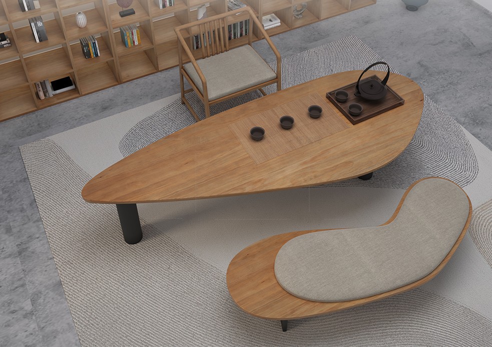 北欧实木茶桌家用客厅阳台异形茶台喝茶桌子办公室会客接待茶桌椅