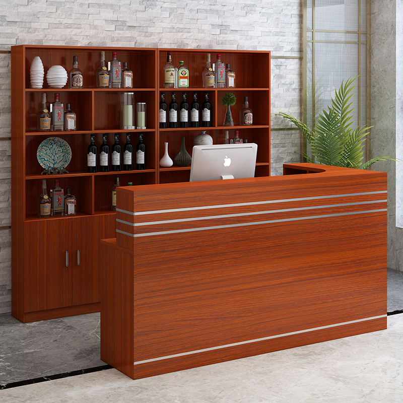 饭店吧台商用店铺小型多功能接待柜台一体现代简约转角前台收银台