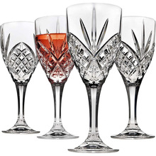 KING浮雕玻璃高脚杯刻花红酒杯厚实耐用葡萄酒杯家用高档多用杯子