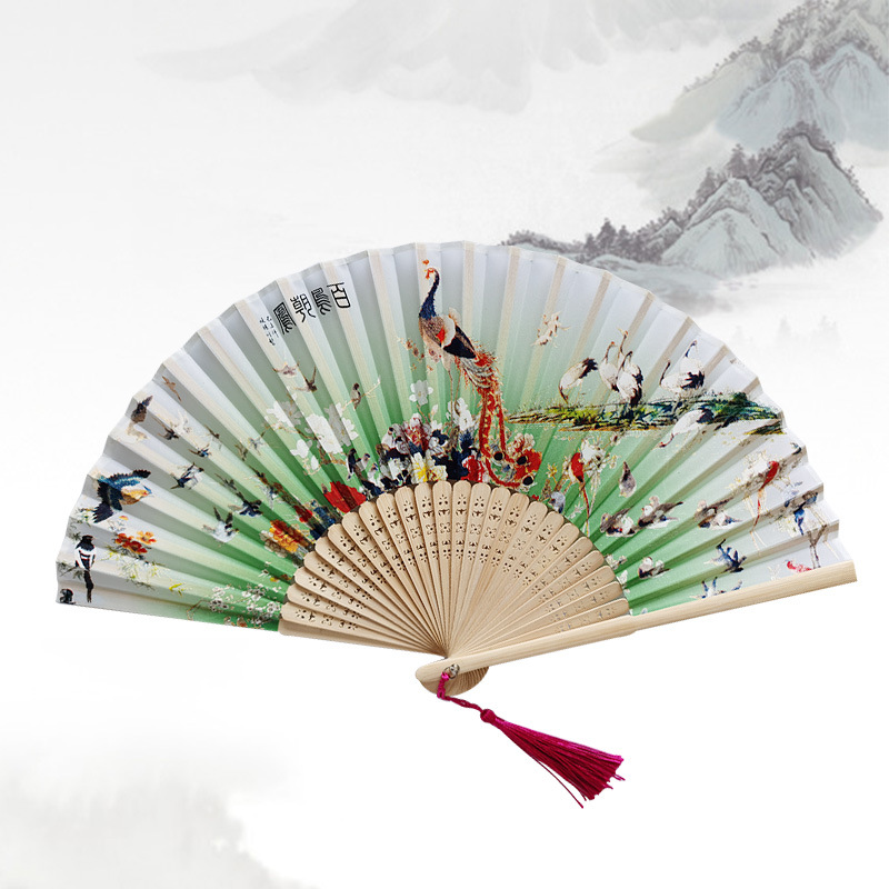 Imperial Palace Fan Summer Folding Fan Ancient Chinese Style Cultural and Creative Gifts Bamboo Fan Retro Imperial Palace Fan Smile Fan