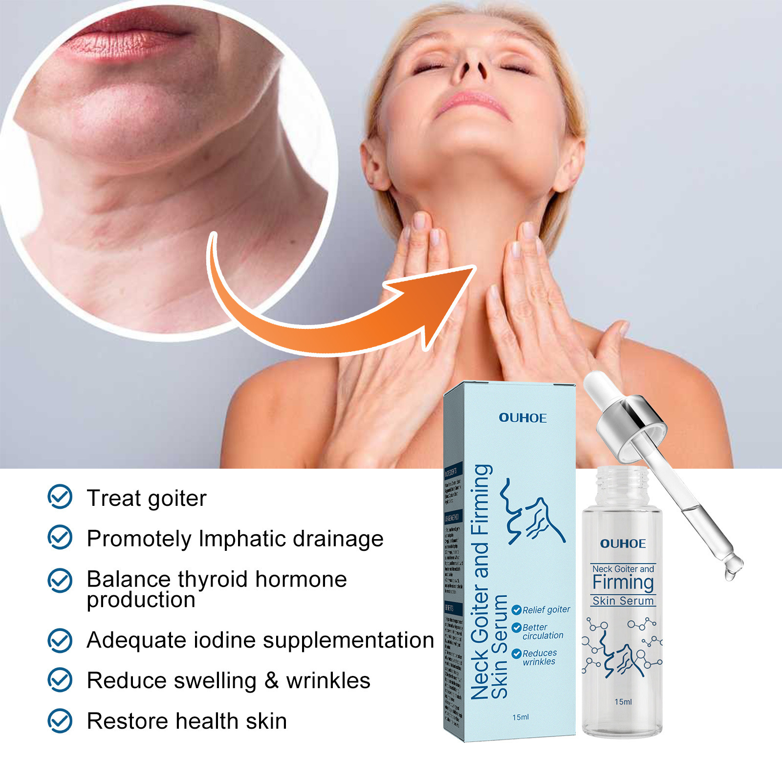 Ouhoe Neck the Lifting Face Serum Fading Wrinkle Lifting Neck Shaping Swan Neck Moisturizing Brightening Essence