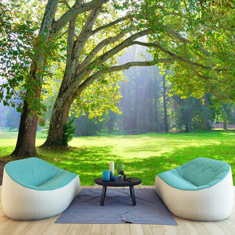 3d森林大自然风景壁画现代简约大树墙纸沙发客厅电视背景墙壁纸布