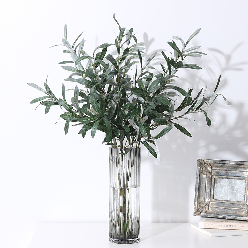 Artificial Green Plant Olive Branch 4 Fork with Fruit Olive Branch Fake Branch Wedding Home Photography Props Flower Arrangement Material Decoration