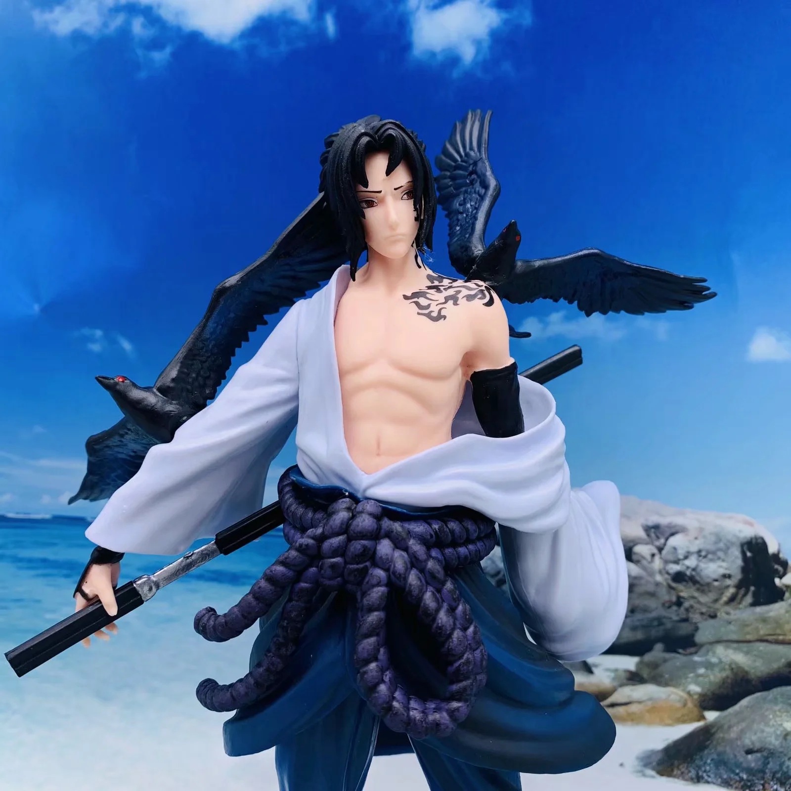 火影忍者乌鸦纹身咒印宇智波佐助站姿树桩模型盒装手办