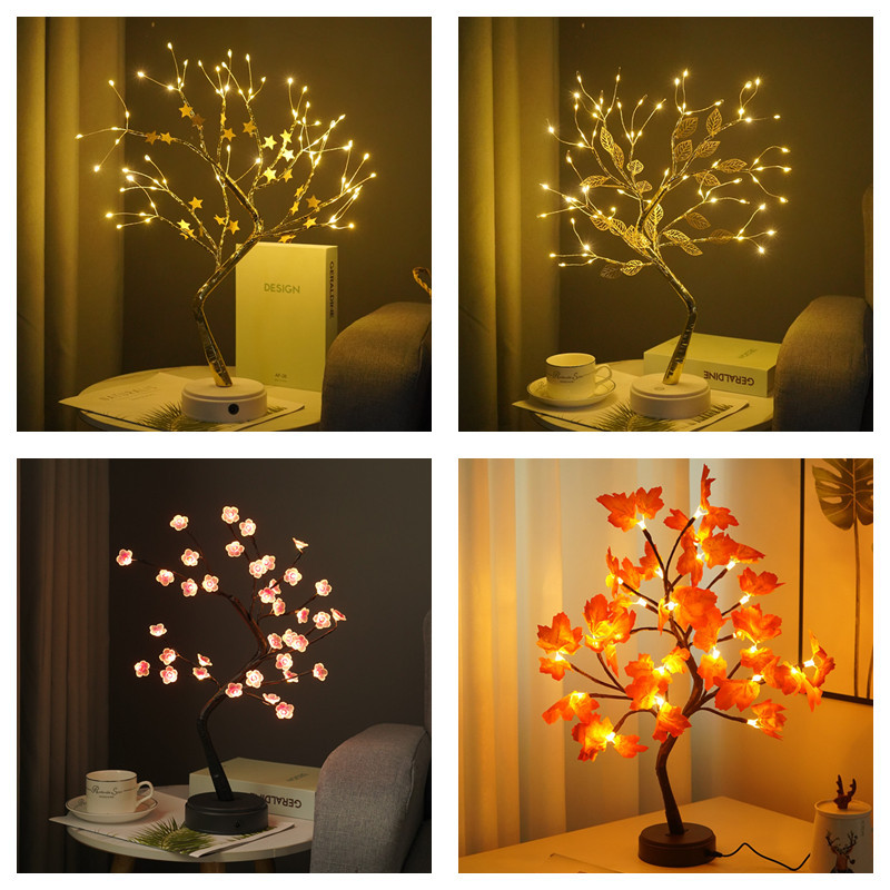 Cross-Border Amazon Creative LED Christmas Lamp Pearl Tree Light Starry Tree Light Gift Decoration Small Night Lamp Wholesale