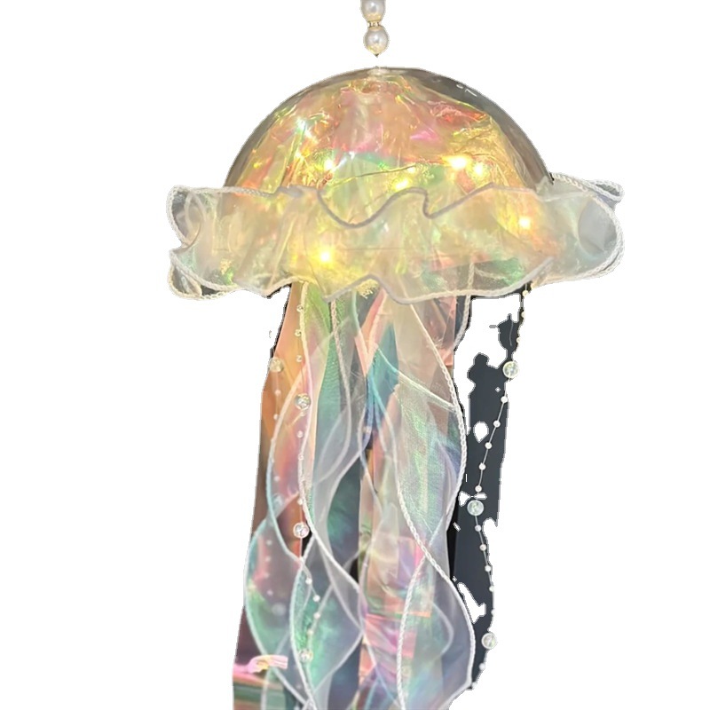 Stall Luminous Jellyfish Lamp Toy Floor Push Portable Lantern Finished Product Girl Room Ornaments Internet Celebrity Xiaohongshu Same Style