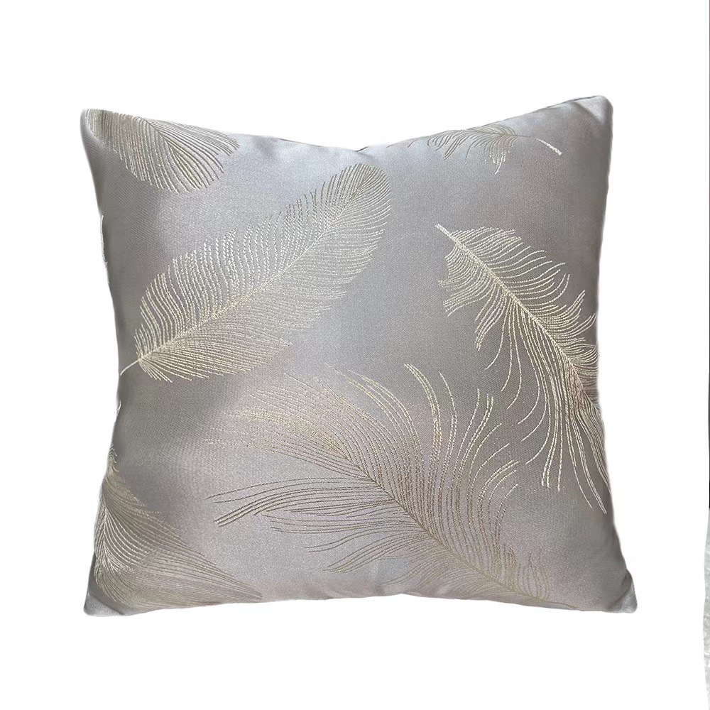 Light Luxury Feather Pattern Pillow Living Room Sofa Cushion Cover Lumbar Cushion Cover High Precision Jacquard New Chinese Pillow