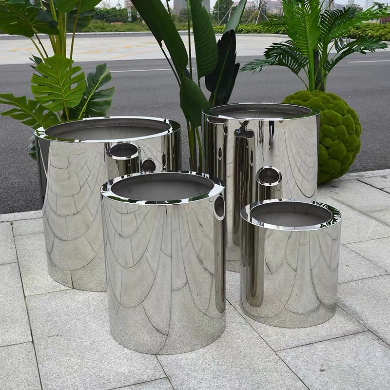 烤漆抽象金属种植池江苏鑫宇定制泰州制作不锈钢花盆的过程