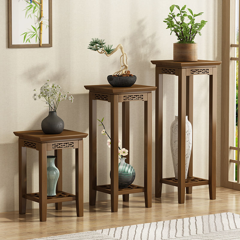 中式花架置物架实木室内落地式客厅吊兰花架子新中式木花盆竹仿古