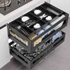 304 Stainless steel Drawer double-deck Seasoning Storage Cabinet Basket kitchen cupboard Shelf Dishes Pull the blue