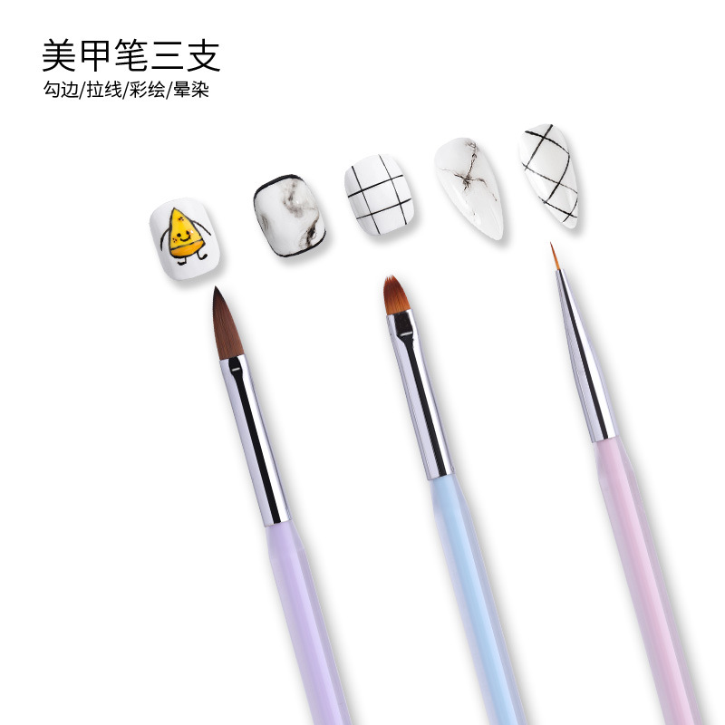 Nail Brush Wholesale Carved Fluoresent Marker Practice Special Nail Brush Set Blooming Phototherapy Cable Painting Pen