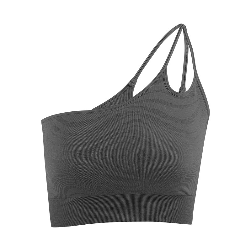 European and American New Yoga One-Shoulder Bra Shock Absorption Workout Clothes Sports Underwear Hollow-out Beauty Back Top Vest Summer Women