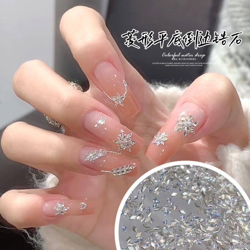 网红爆款美甲饰品 超闪锆石平底异形钻 5a菱形倒边迷你指甲饰品