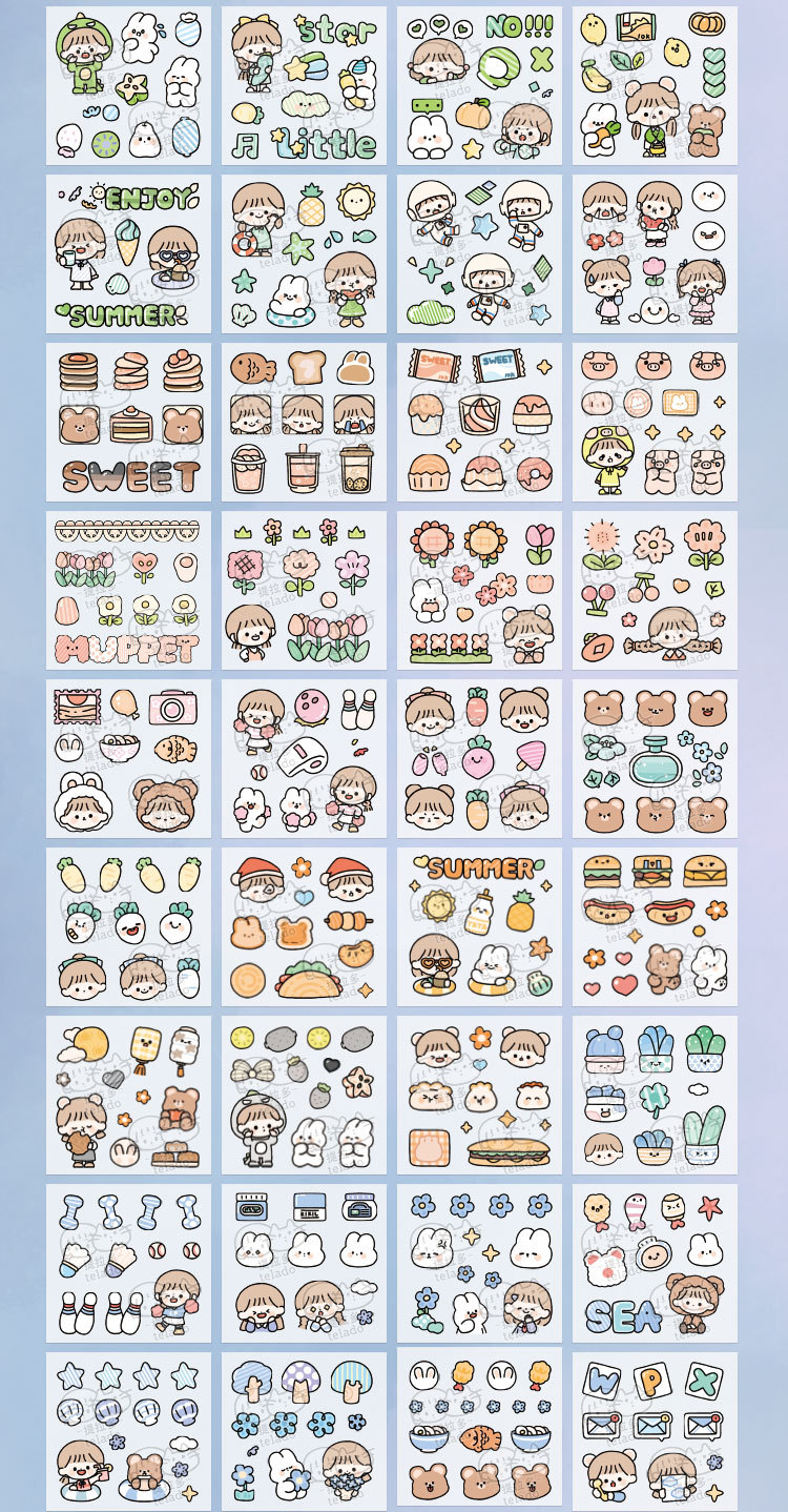 提拉多奶油兔假日5pet防水贴水杯少女手帐贴纸可爱保温杯手账贴纸